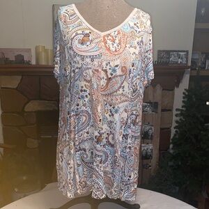 dressbarn Multicolor Paisley Tunic Top